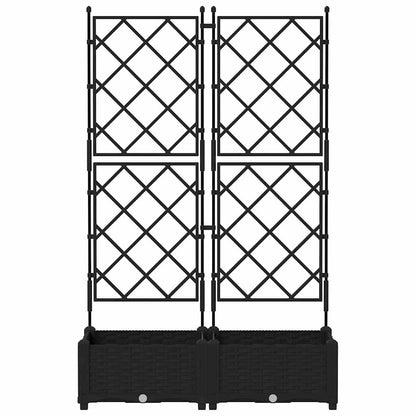 Garden Planter with Trellis 2 pcs Black 80 x 40 x 125.5 cm PP