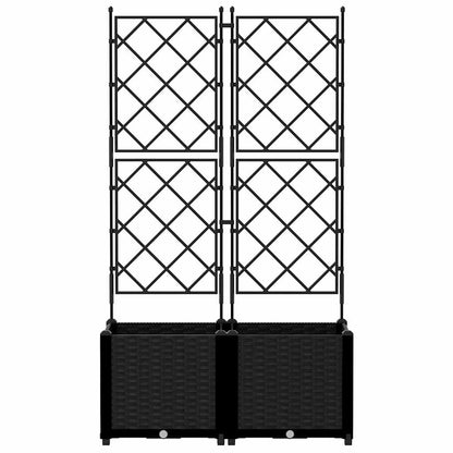 Garden Planter with Trellis 2 pcs Black 80 x 40 x 143 cm PP
