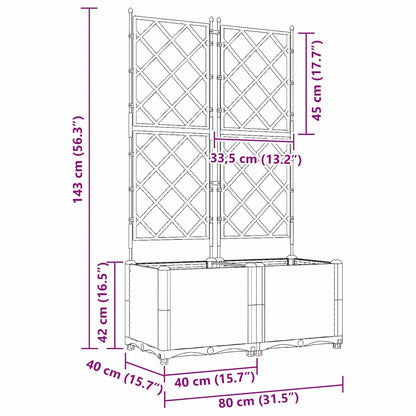Garden Planter with Trellis 2 pcs Black 80 x 40 x 143 cm PP