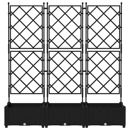 Garden Planter with Trellis 3 pcs Black 120 x 40 x 125.5 cm PP