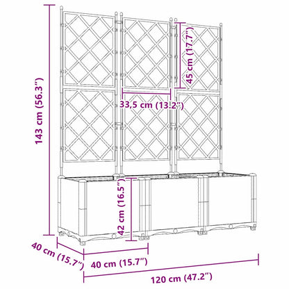 Garden Planter with Trellis 3 pcs Black 120 x 40 x 143 cm PP