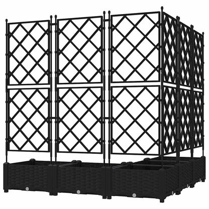 Garden Planter with Trellis 5 pcs Black 120 x 120 x 125.5 cm PP