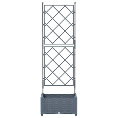 Garden Planter with Trellis Light grey 40 x 40 x 125.5 cm PP