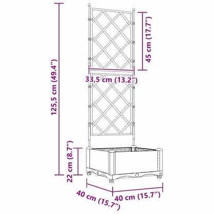 Garden Planter with Trellis Light grey 40 x 40 x 125.5 cm PP