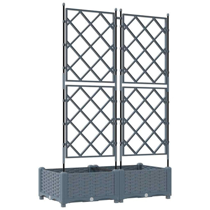Garden Planter with Trellis 2 pcs Light grey 80 x 40 x 125.5 cm