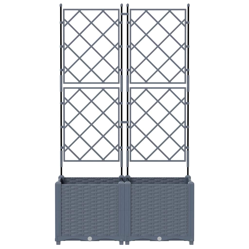 Garden Planter with Trellis 2 pcs Light grey 80 x 40 x 143 cm