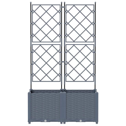 Garden Planter with Trellis 2 pcs Light grey 80 x 40 x 143 cm