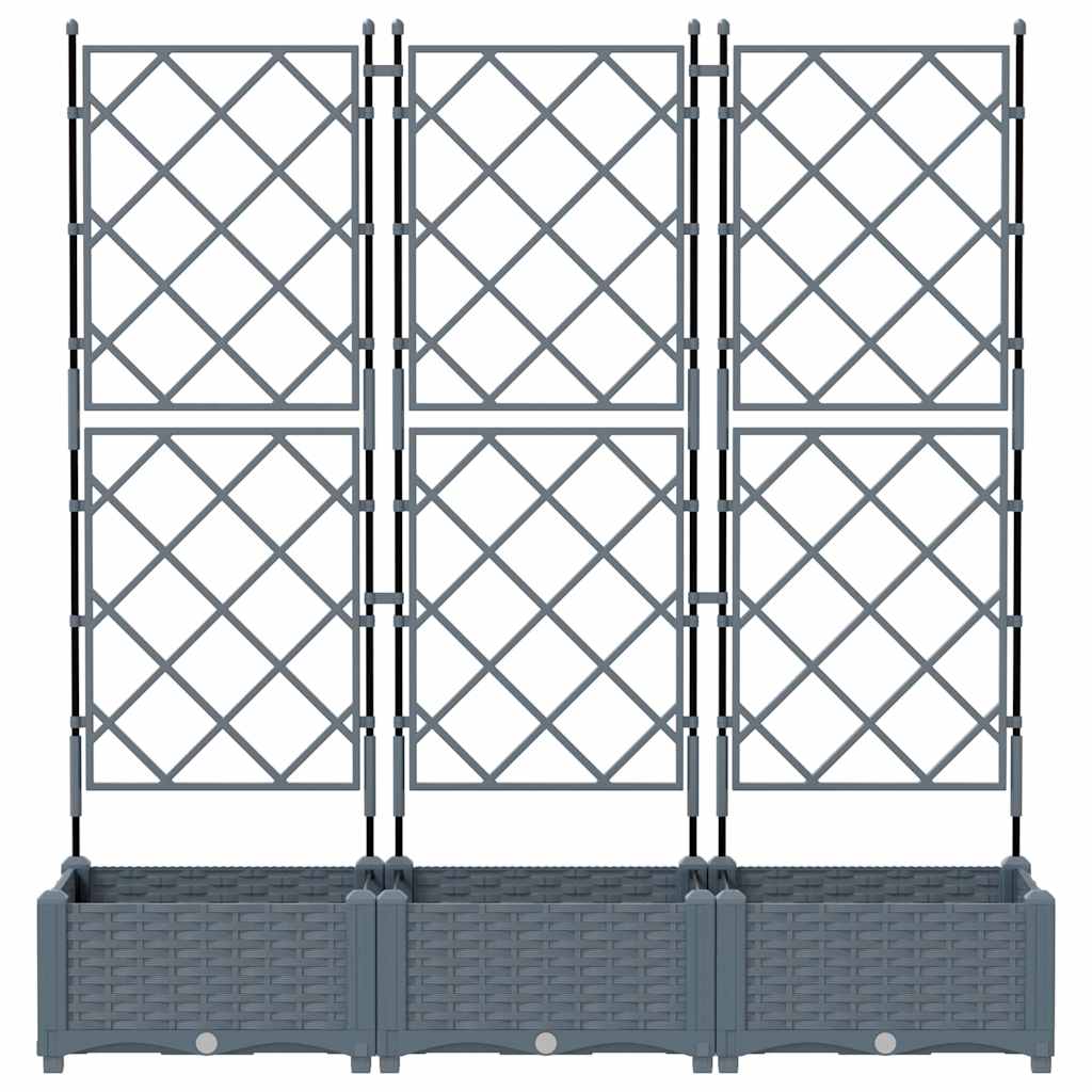 Garden Planter with Trellis 3 pcs Light grey