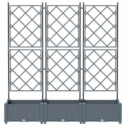 Garden Planter with Trellis 3 pcs Light grey