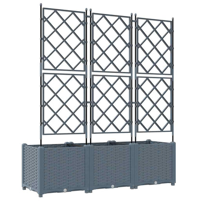 Garden Planter with Trellis 3 pcs Light grey 120 x 40 x 143 cm