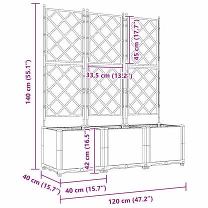 Garden Planter with Trellis 3 pcs Light grey 120 x 40 x 143 cm