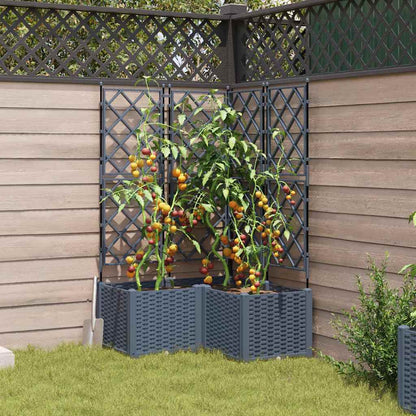 Garden Planter with Trellis 3 pcs Light grey 80 x 80 x 143 cm