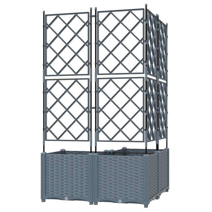 Garden Planter with Trellis 3 pcs Light grey 80 x 80 x 143 cm