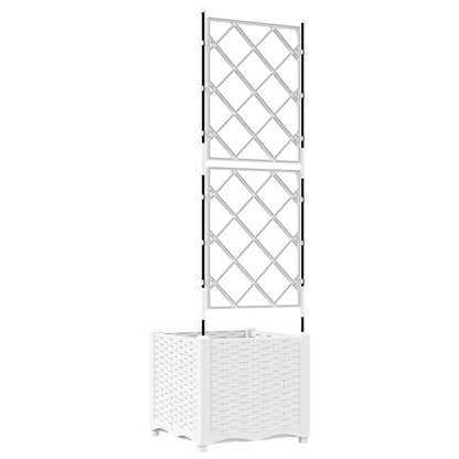 Garden Planter with Trellis White 40 x 40 x 143 cm PP