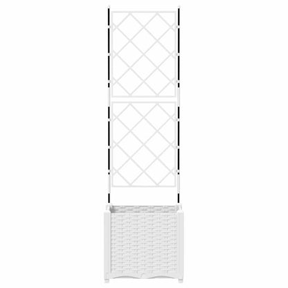 Garden Planter with Trellis White 40 x 40 x 143 cm PP