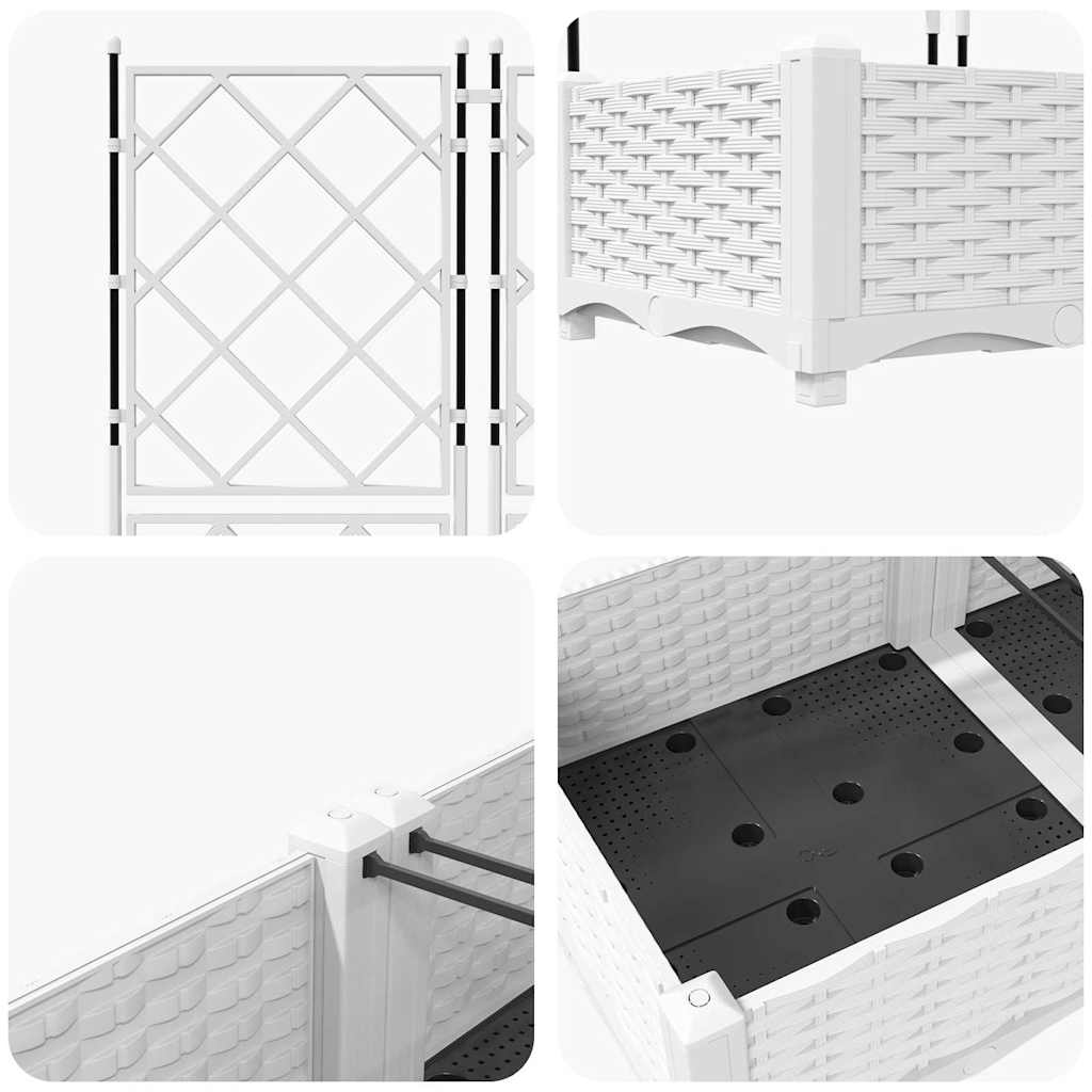 Garden Planter with Trellis 2 pcs White 80 x 40 x 125.5 cm PP