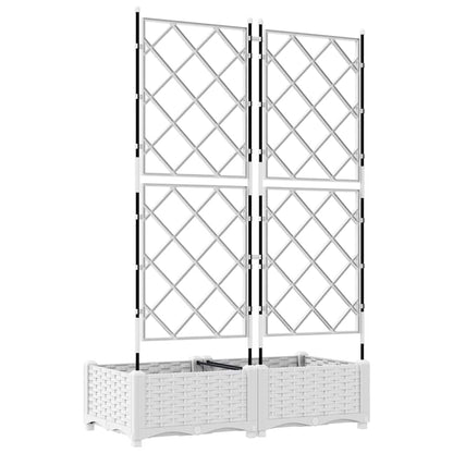 Garden Planter with Trellis 2 pcs White 80 x 40 x 125.5 cm PP