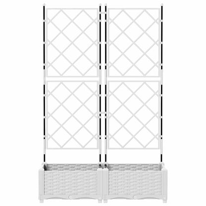 Garden Planter with Trellis 2 pcs White 80 x 40 x 125.5 cm PP
