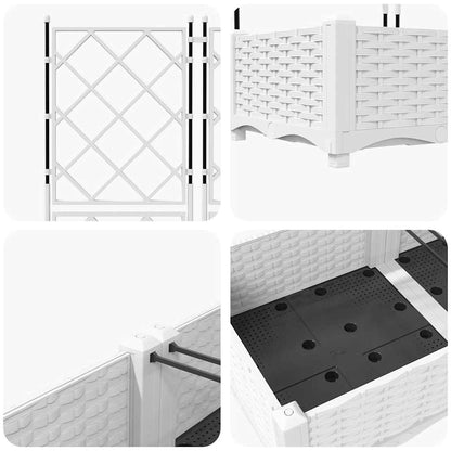 Garden Planter with Trellis 3 pcs White 120 x 40 x 125.5 cm PP