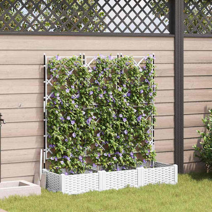 Garden Planter with Trellis 3 pcs White 120 x 40 x 125.5 cm PP