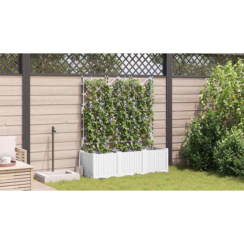 Garden Planter with Trellis 3 pcs White 120 x 40 x 143 cm PP