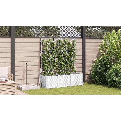 Garden Planter with Trellis 3 pcs White 120 x 40 x 143 cm PP