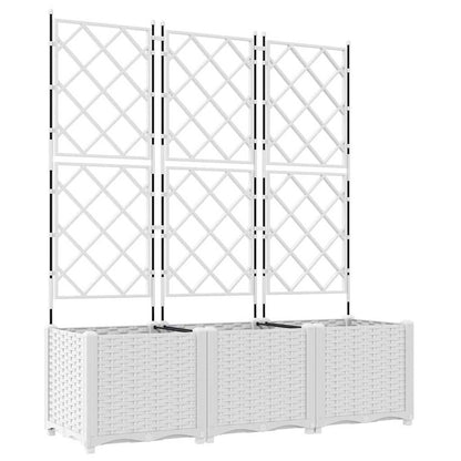 Garden Planter with Trellis 3 pcs White 120 x 40 x 143 cm PP