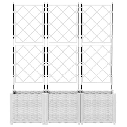 Garden Planter with Trellis 3 pcs White 120 x 40 x 143 cm PP