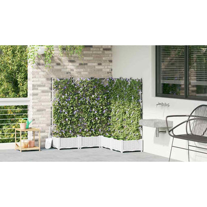 Garden Planter with Trellis 5 pcs White 120 x 120 x 125.5 cm PP