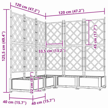 Garden Planter with Trellis 5 pcs White 120 x 120 x 125.5 cm PP