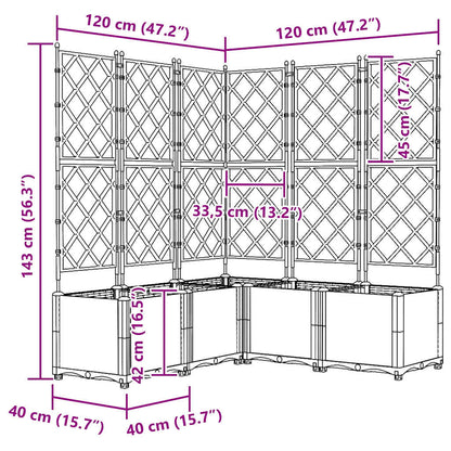 Garden Planter with Trellis 5 pcs White 120 x 120 x 143 cm PP