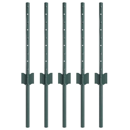 Fence Posts Height Adjustable 5 pcs Green 40 cm Steel