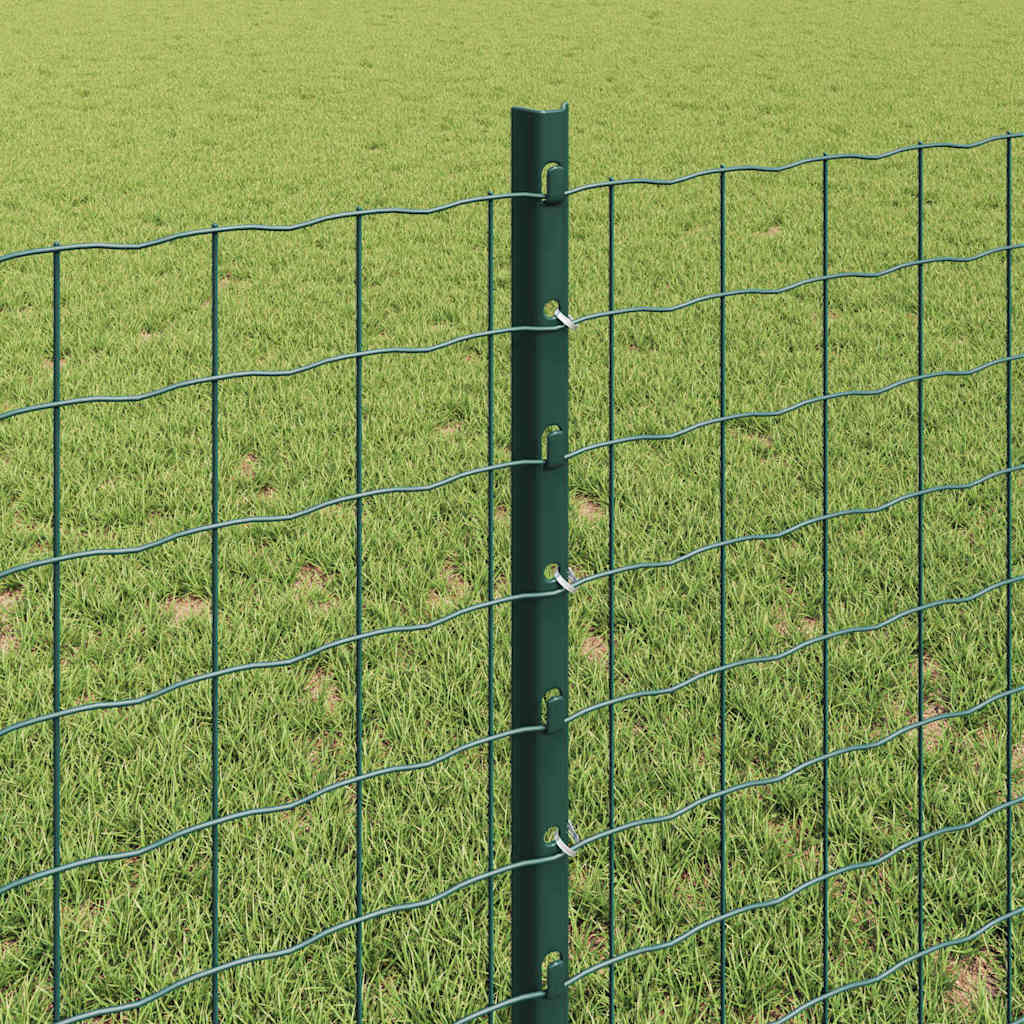 Fence Posts Height Adjustable 11 pcs Green 80 cm Steel