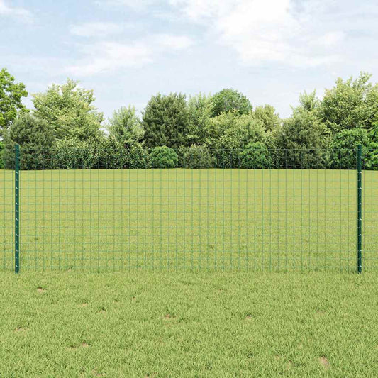 Fence Posts Height Adjustable 11 pcs Green 80 cm Steel