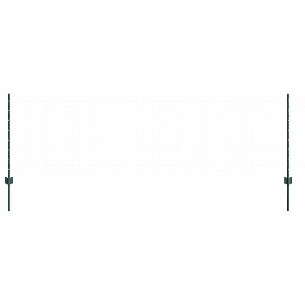 Fence Posts Height Adjustable 11 pcs Green 80 cm Steel