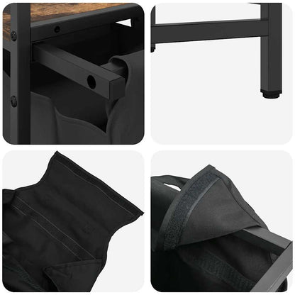 Laundry Basket 3 Compartments with Shelf Smoked Oak