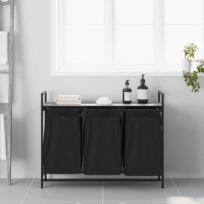 Laundry Basket 3 Compartments with Shelf Grey Sonoma