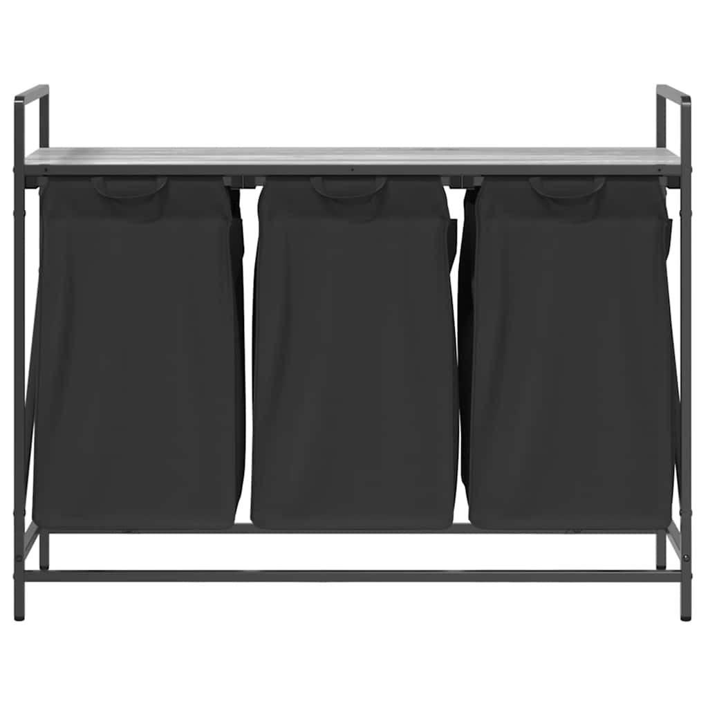 Laundry Basket 3 Compartments with Shelf Grey Sonoma