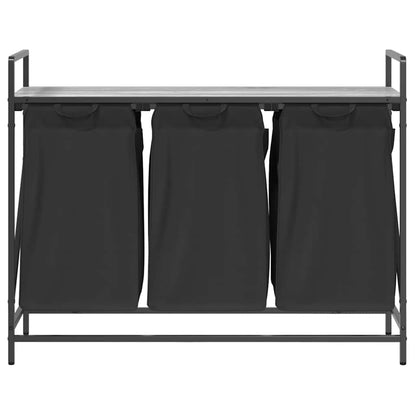 Laundry Basket 3 Compartments with Shelf Grey Sonoma