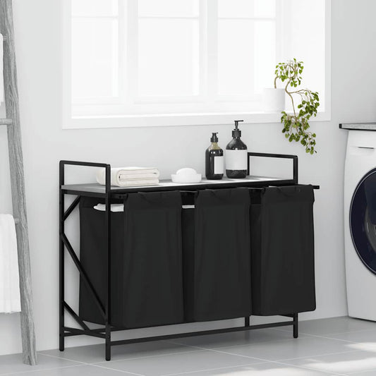 Laundry Basket 3 Compartments with Shelf Grey Sonoma