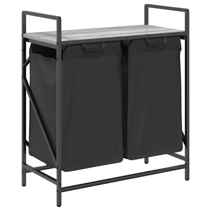 Laundry Basket 2 Compartments with Shelf Grey Sonoma