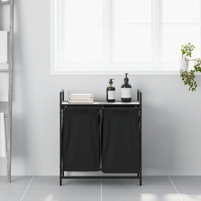 Laundry Basket 2 Compartments with Shelf Grey Sonoma