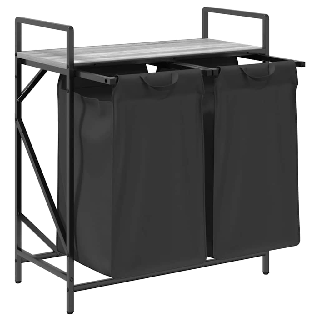 Laundry Basket 2 Compartments with Shelf Grey Sonoma