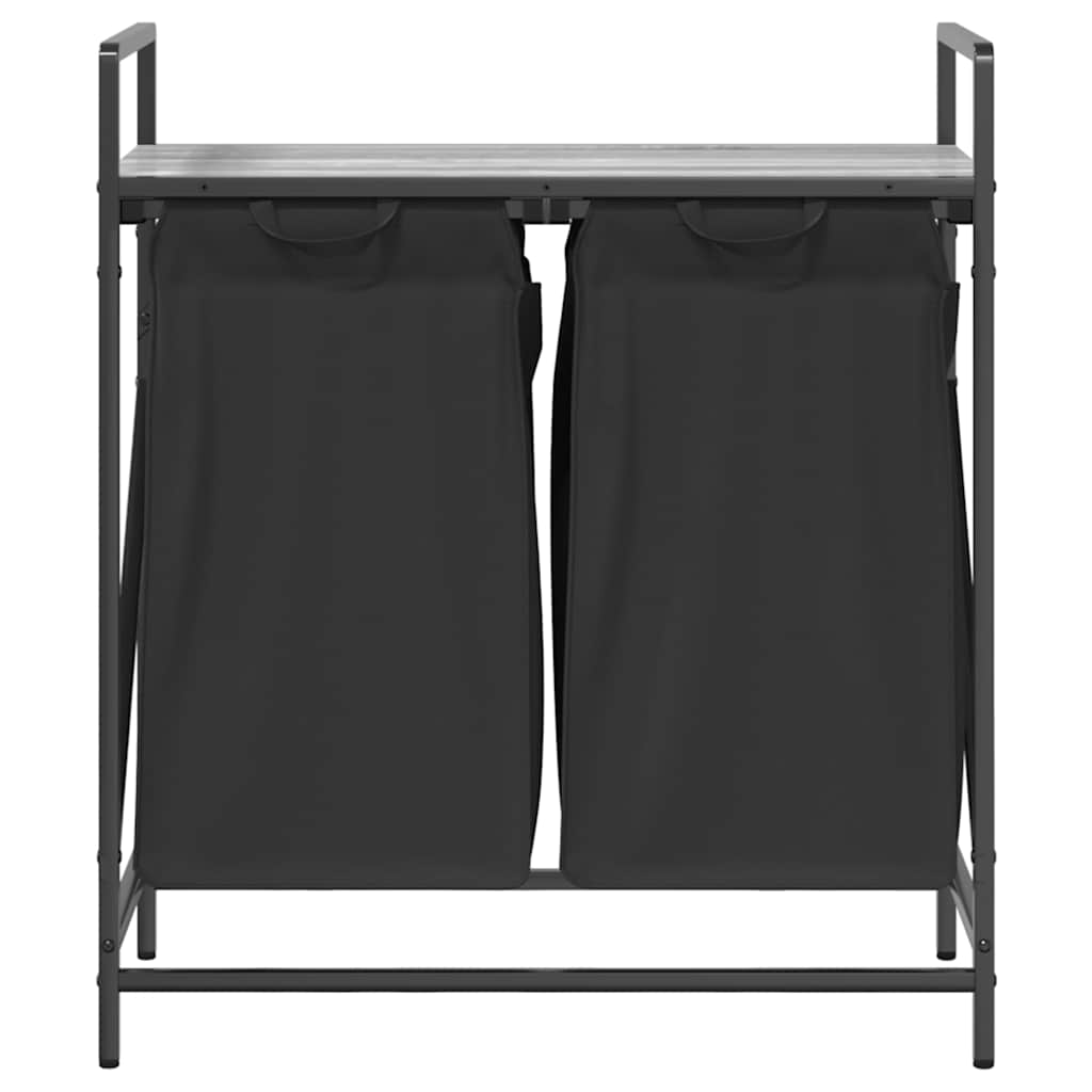 Laundry Basket 2 Compartments with Shelf Grey Sonoma