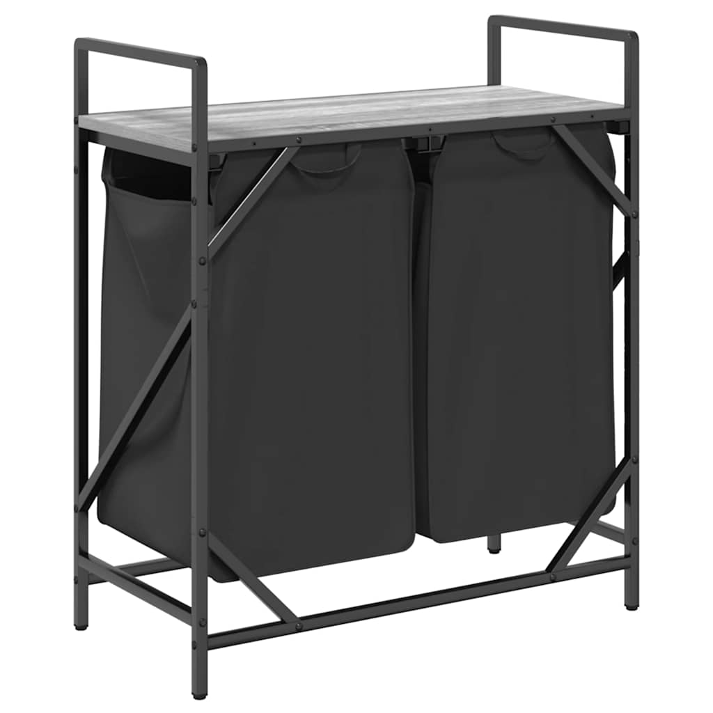 Laundry Basket 2 Compartments with Shelf Grey Sonoma