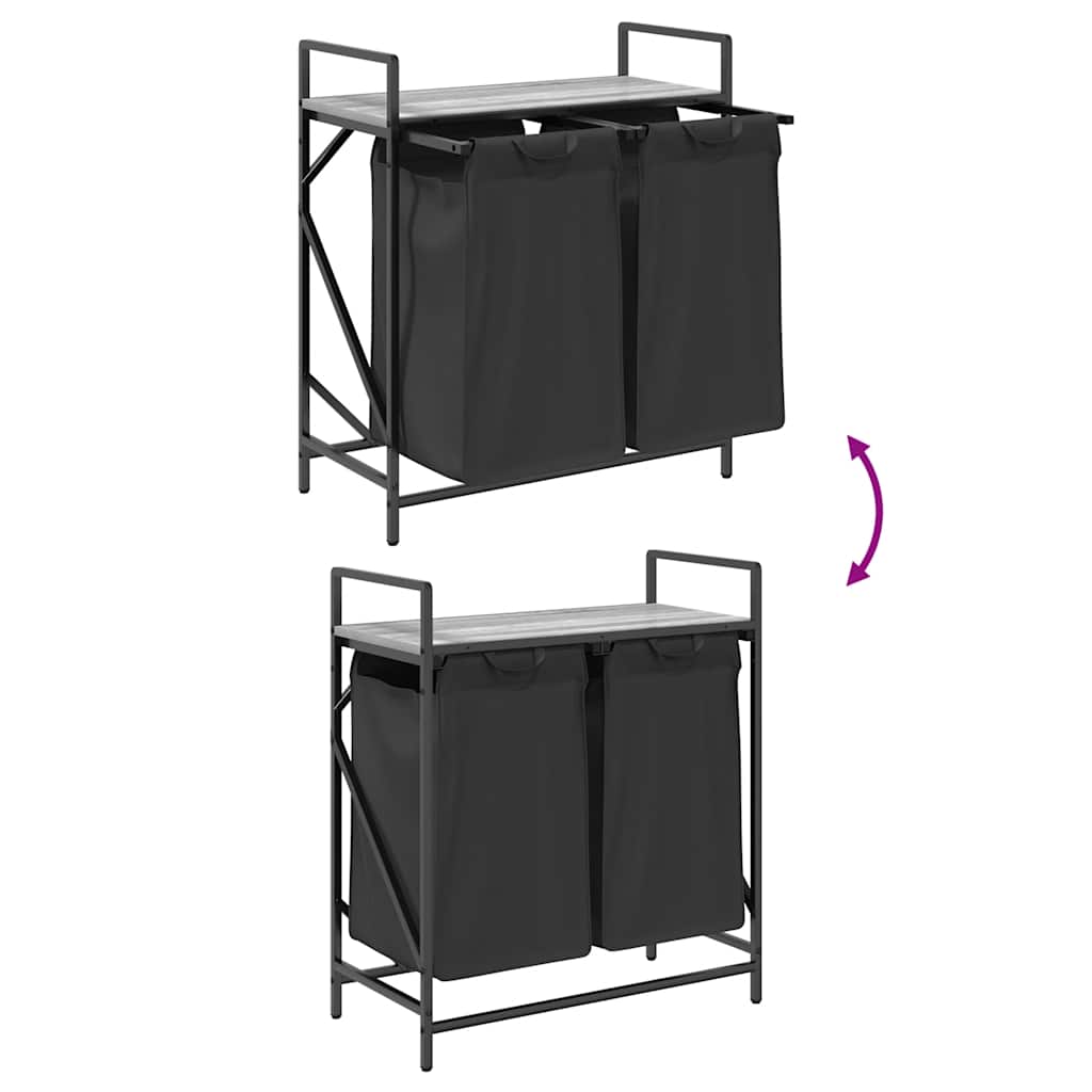 Laundry Basket 2 Compartments with Shelf Grey Sonoma