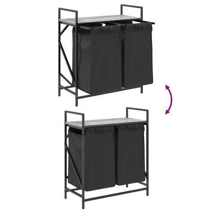 Laundry Basket 2 Compartments with Shelf Grey Sonoma