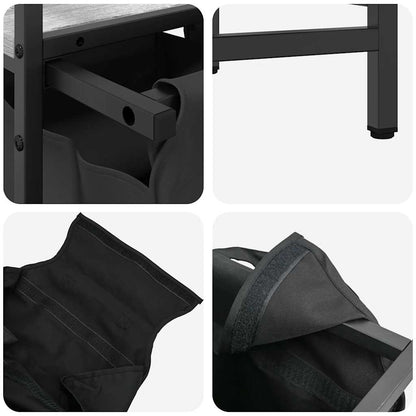 Laundry Basket 2 Compartments with Shelf Grey Sonoma