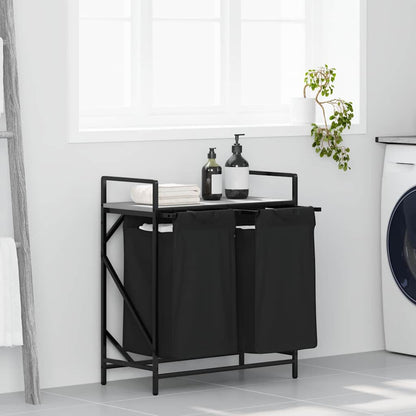 Laundry Basket 2 Compartments with Shelf Grey Sonoma