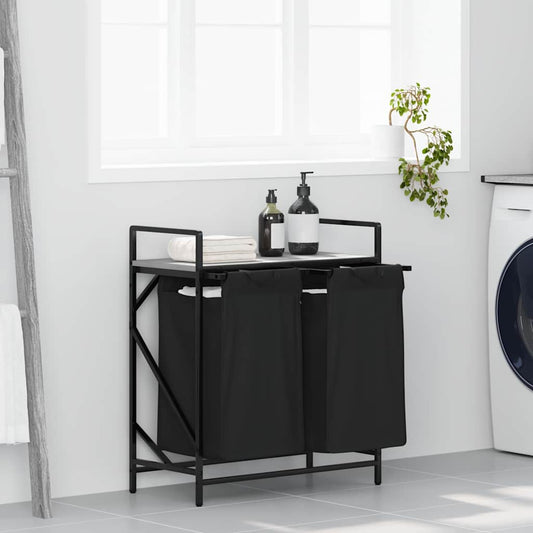 Laundry Basket 2 Compartments with Shelf Grey Sonoma